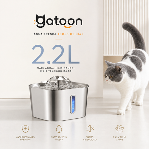 Gatoon Flow™ 2,2L — Bebedouro Automático