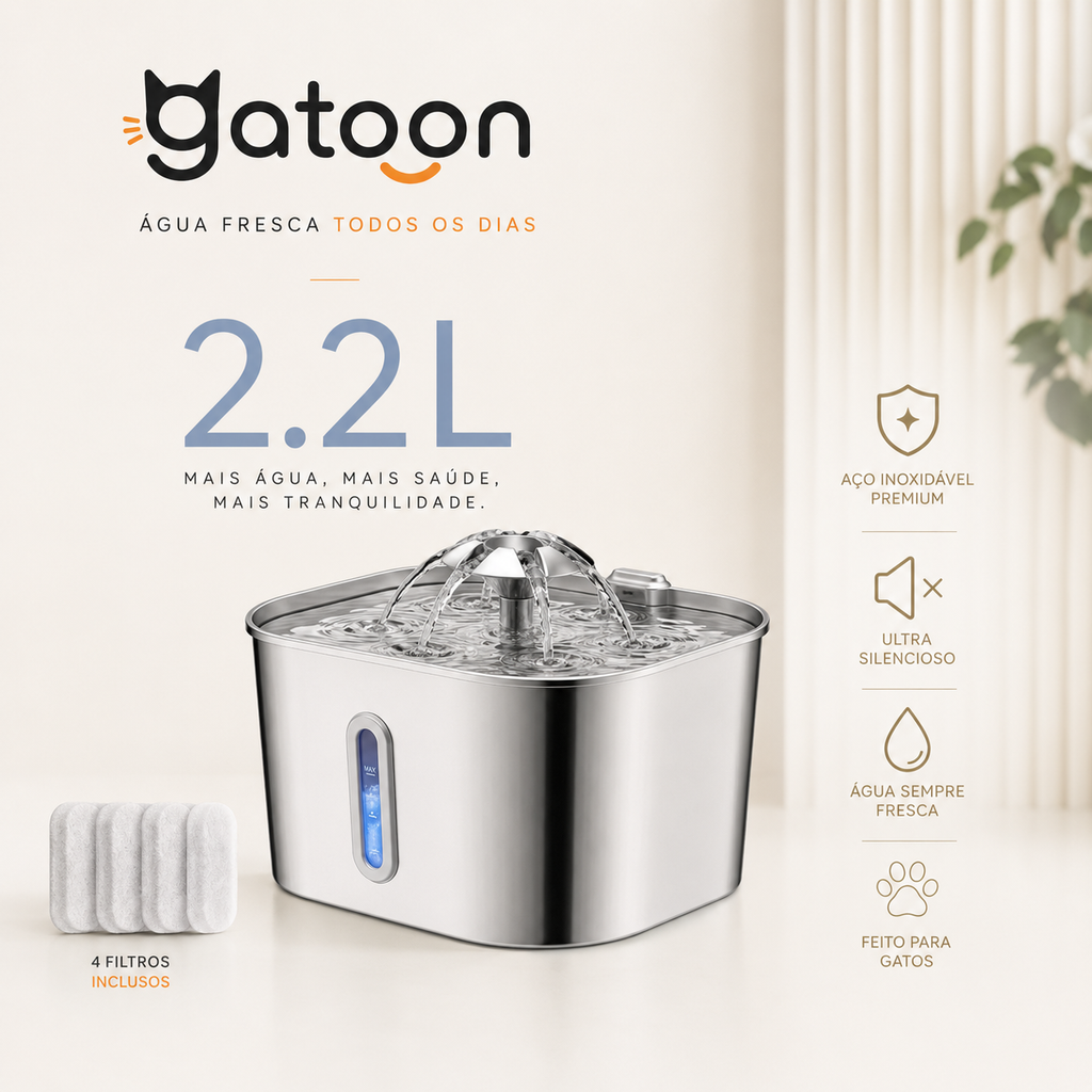 Gatoon Flow™ 2,2L — Bebedouro Automático