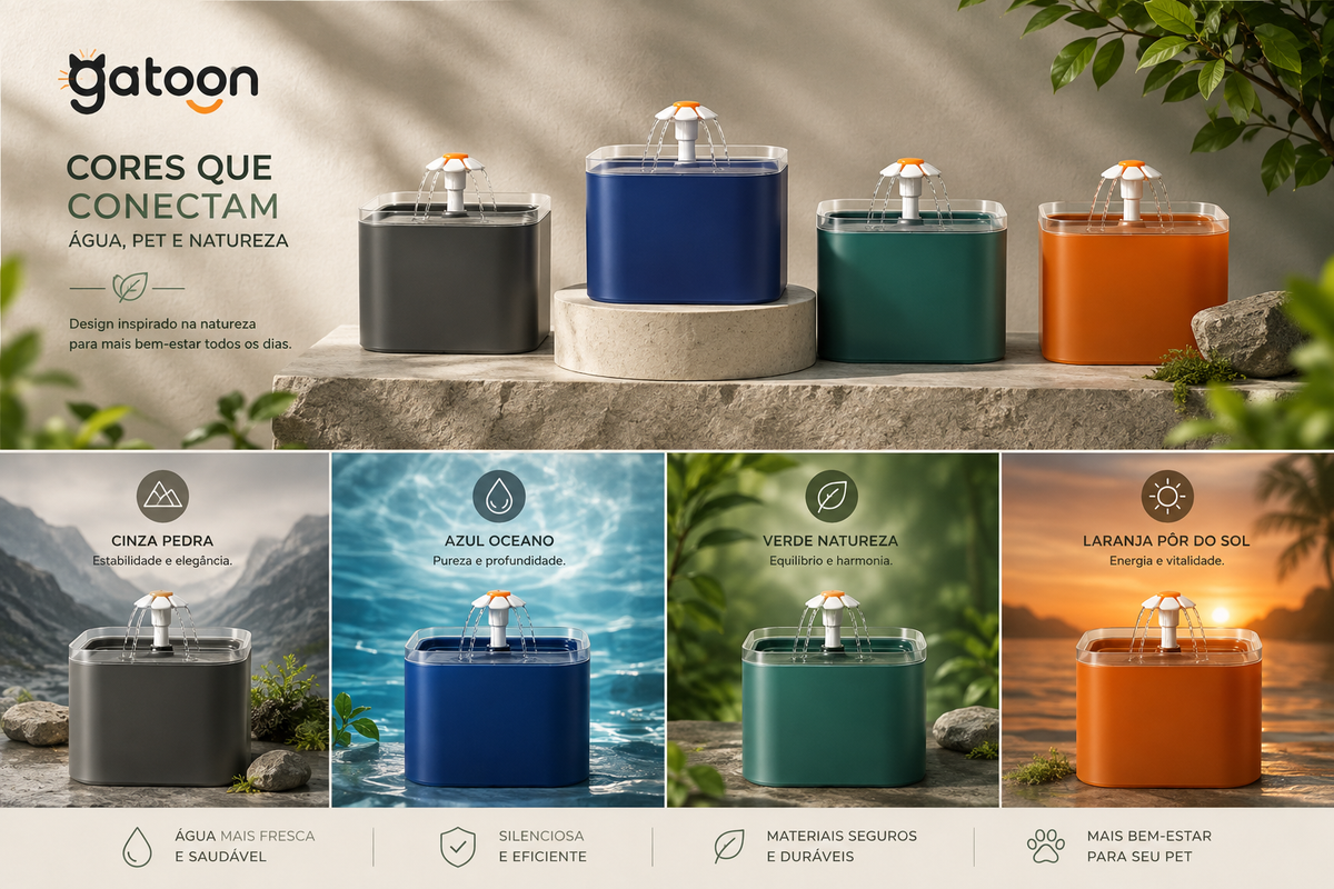 Bebedouro Automático Gatoon Nature 2L para Gatos | LED, USB e Filtragem 4 Camadas