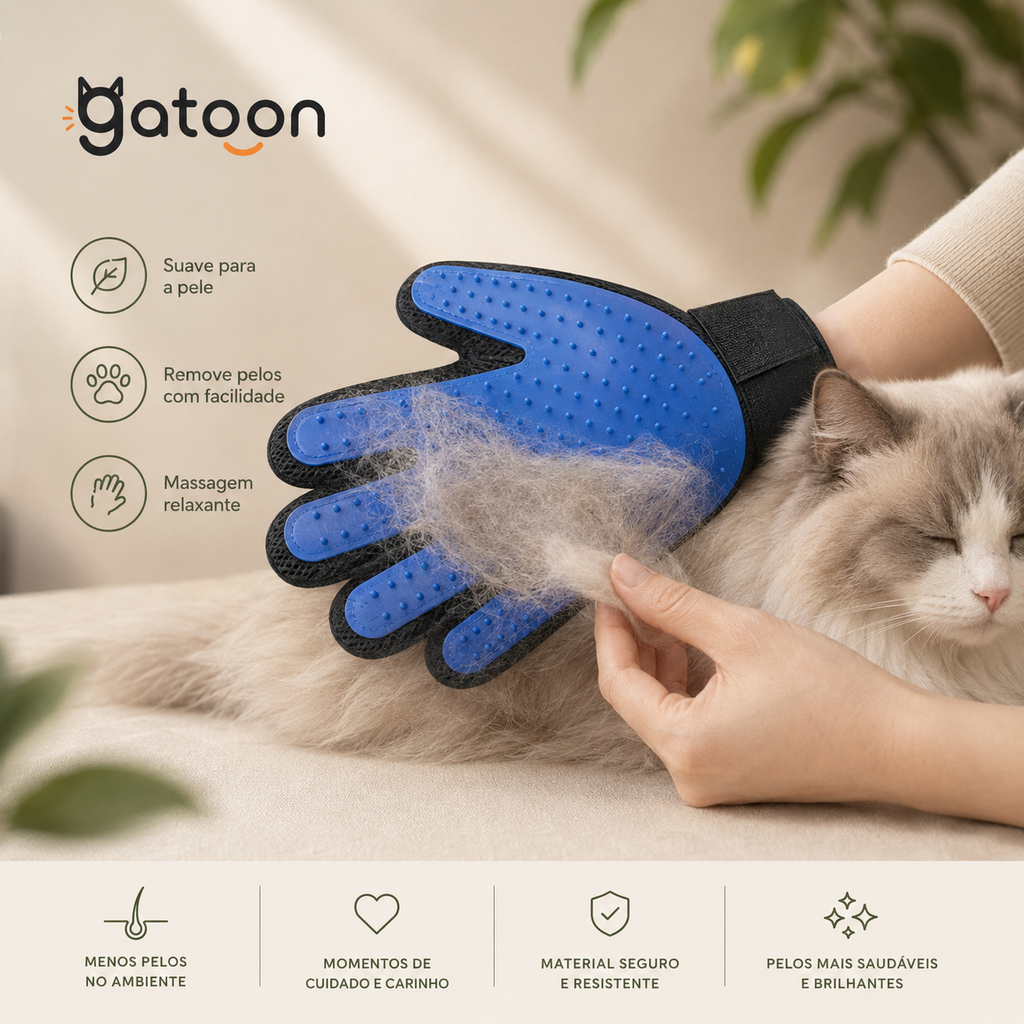 Gatoon Touch Luva Escova para Gatos e  – Removedor de Pelos e Escovação