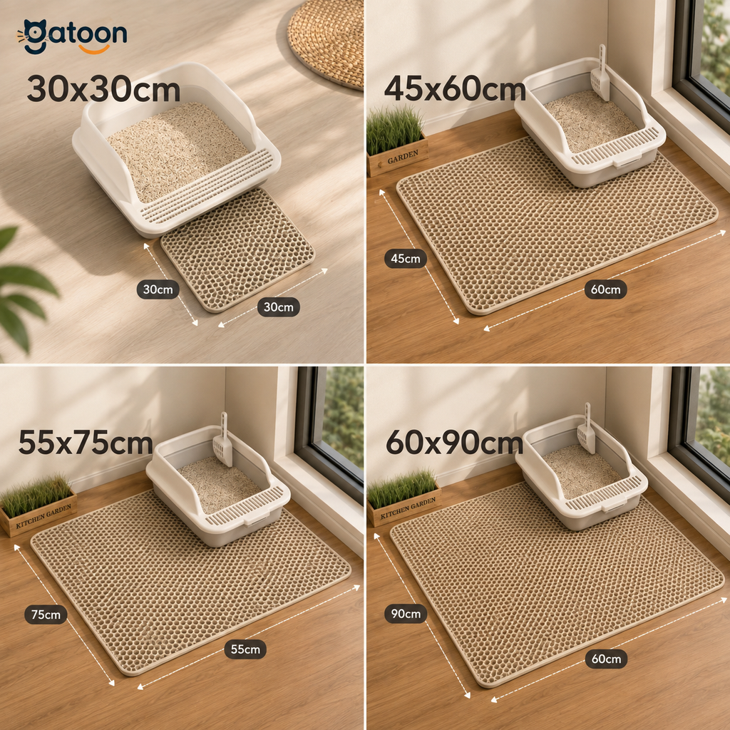 Tapete Premium Extra Grande para Caixa de Areia de Gatos – Dupla Camada, Impermeável, Antiderrapante e Lavável, Retém a Areia e Mantém o Piso Sempre Limpo