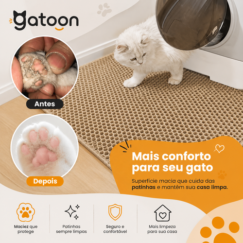 Tapete Coletor de Areia para Gatos Premium – Dupla Camada, Impermeável e Antiderrapante