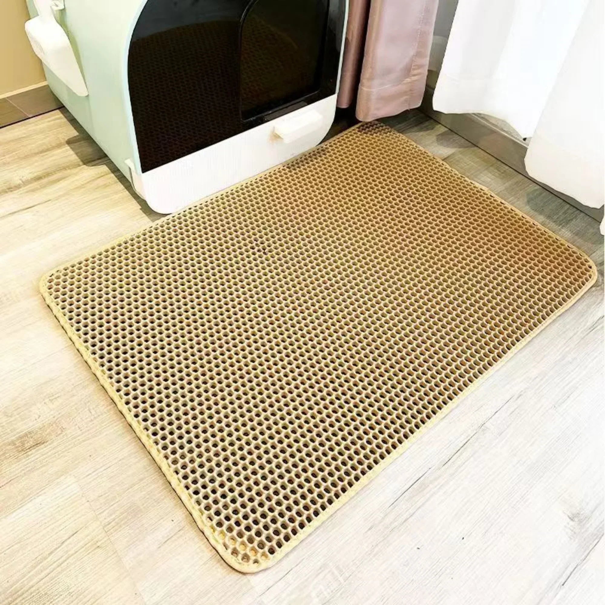 Tapete Premium Extra Grande para Caixa de Areia de Gatos – Dupla Camada, Impermeável, Antiderrapante e Lavável, Retém a Areia e Mantém o Piso Sempre Limpo