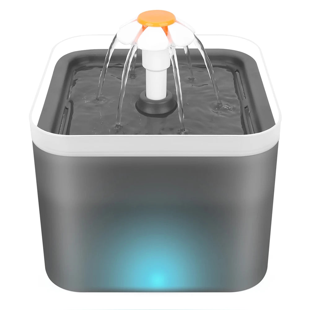Gatoon  Flower   Fonte de Água Automática 2L para Gatos com Iluminação LED e Filtragem por Carvão Ativado