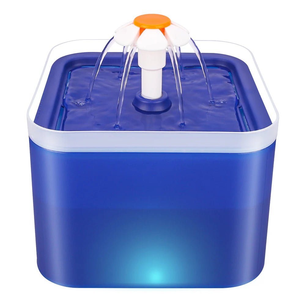 Gatoon  Flower   Fonte de Água Automática 2L para Gatos com Iluminação LED e Filtragem por Carvão Ativado