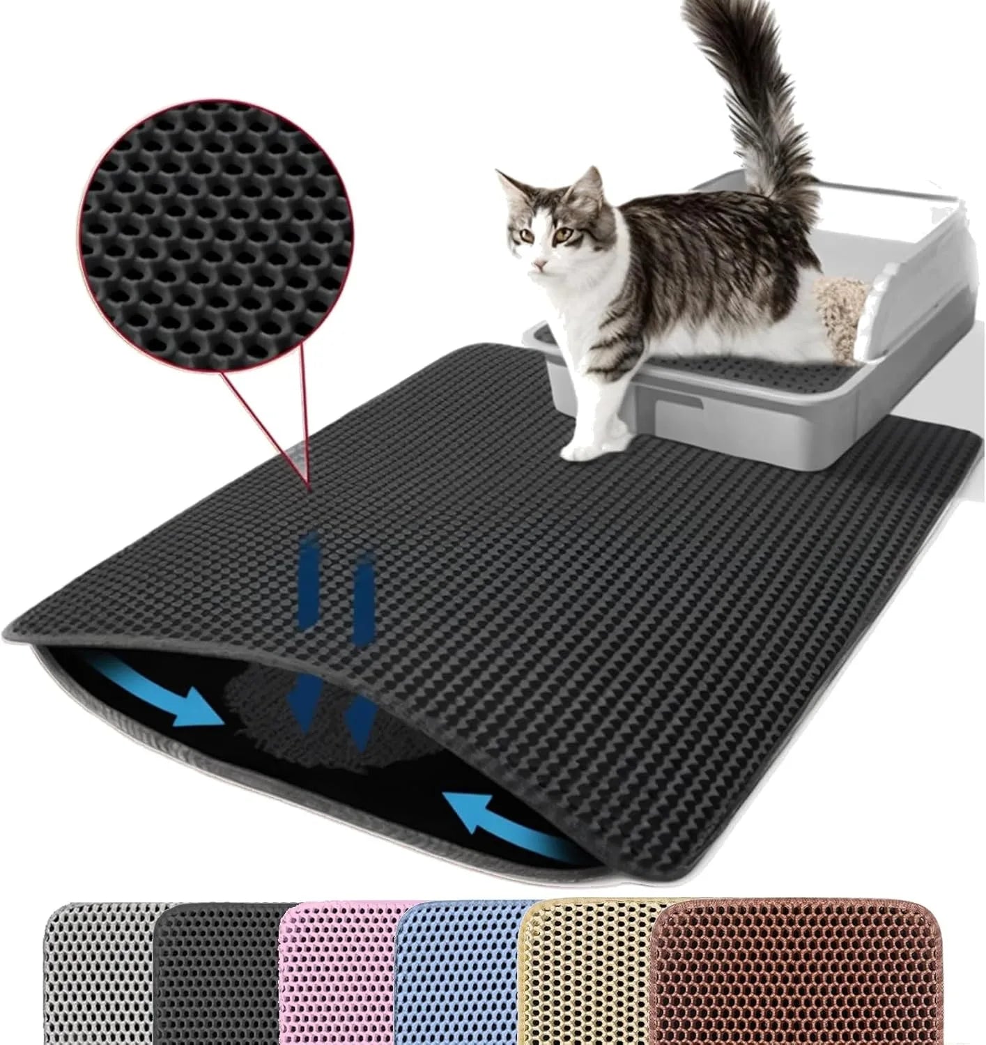 Tapete Coletor de Areia para Gatos Premium – Dupla Camada, Impermeável e Antiderrapante