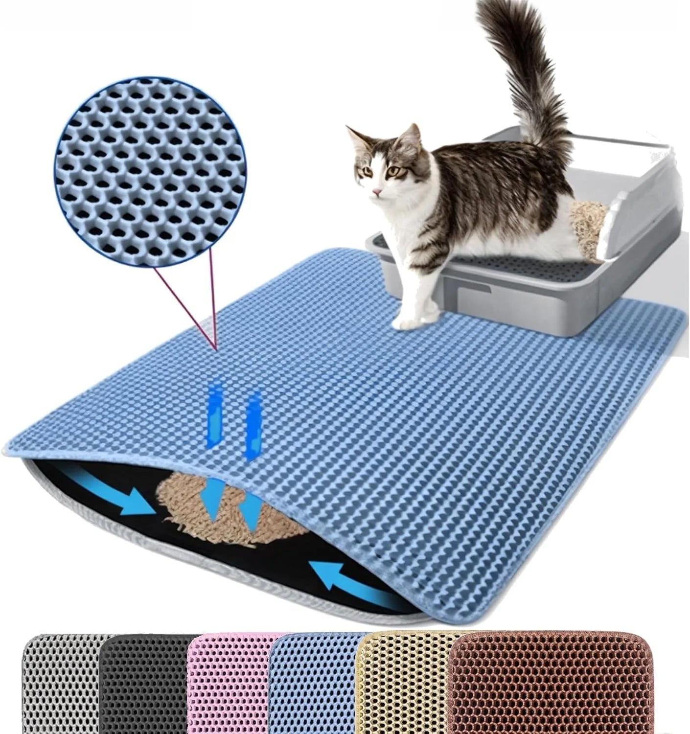 Tapete Coletor de Areia para Gatos Premium – Dupla Camada, Impermeável e Antiderrapante