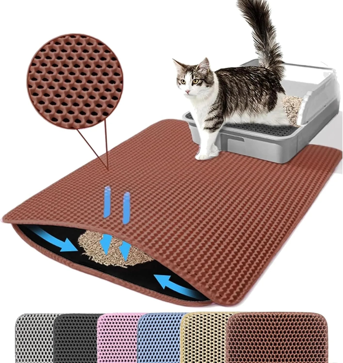 Tapete Coletor de Areia para Gatos Premium – Dupla Camada, Impermeável e Antiderrapante