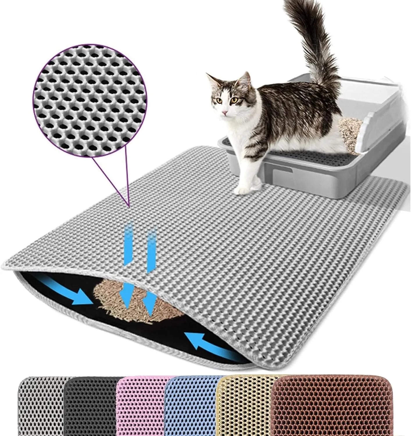 Tapete Coletor de Areia para Gatos Premium – Dupla Camada, Impermeável e Antiderrapante